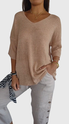 Women’s Elegant V-Neck Top with Soft Knit