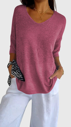 Women’s Elegant V-Neck Top with Soft Knit
