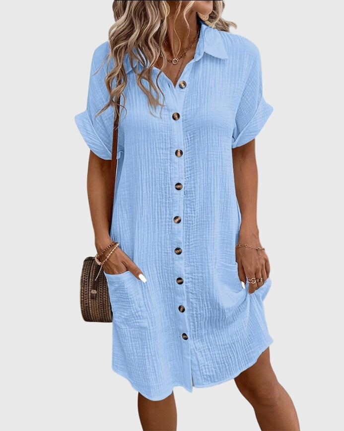 Women’s Relaxed Button-Front Dress with Pockets