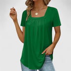 Lenabria | Women’s Pleated Blouse with Square Neckline
