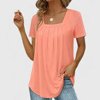 Lenabria | Women’s Pleated Blouse with Square Neckline