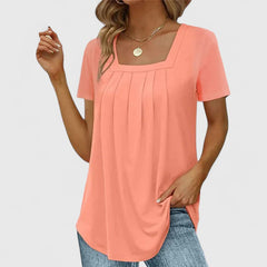 Lenabria | Women’s Pleated Blouse with Square Neckline