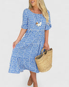 Women’s Breezy Midi Dress with Ruffle Sleeves
