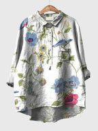 Women’s Floral Print Blouse with Button Placket