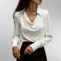 Women’s Elegant Blouse with Draped Neckline