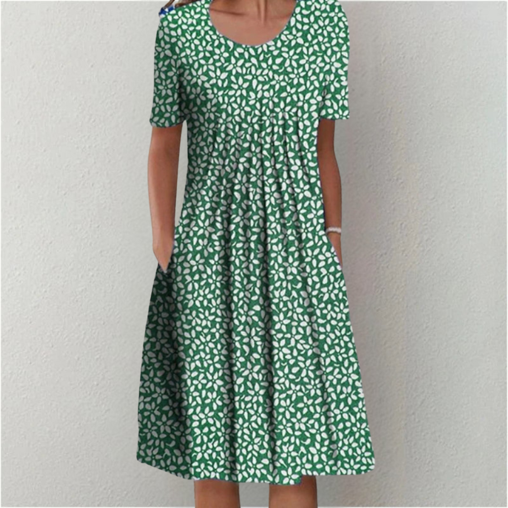 Women’s Vibrant Floral Dress with Pockets