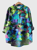 Women’s Floral Print Blouse with Button Placket