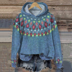 Women’s Comfortable Hoodie with Colorful Jacquard Pattern