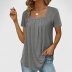 Lenabria | Women’s Pleated Blouse with Square Neckline