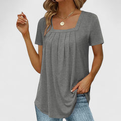 Lenabria | Women’s Pleated Blouse with Square Neckline