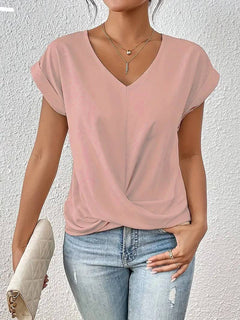 Women’s Elegant V-Neck Top with Button Detailing