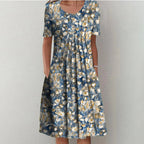 Women’s Vibrant Floral Dress with Pockets