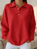 Women's Oversized Waffle Knit Polo Sweater – Casual Button-Down Collared Pullover