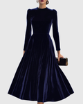 Women’s Navy Midi Dress with Cinched Waist
