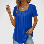 Lenabria | Women’s Pleated Blouse with Square Neckline