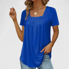 Lenabria | Women’s Pleated Blouse with Square Neckline