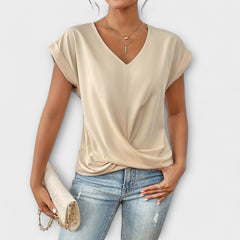 Women’s Elegant V-Neck Top with Button Detailing