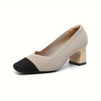 Women's Square Toe Chunky Low Heels