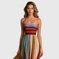 Women’s Strapless Maxi Dress with Pleated Skirt