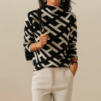 Vaeni | Women’s Elegant Sweater with Geometric Pattern