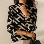 Vaeni | Women’s Elegant Sweater with Geometric Pattern