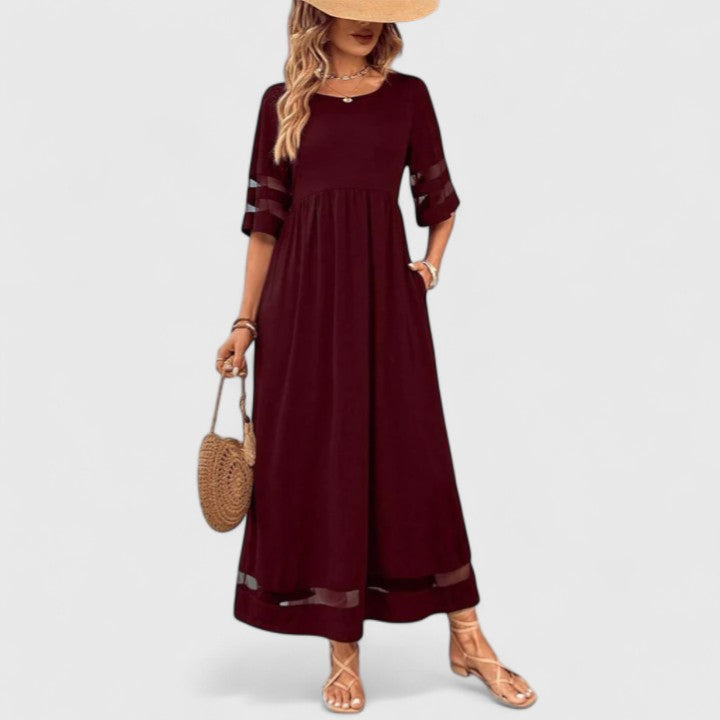 Women’s Elegant Maxi Dress - Round Neckline