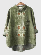 Women’s Floral Print Blouse with Button Placket