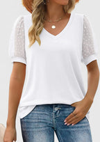 Women’s V-Neck Top with Sheer Sleeves