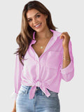 Women’s Striped Collared Shirt with Versatile Design