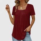 Lenabria | Women’s Pleated Blouse with Square Neckline