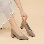 Women's Square Toe Chunky Low Heels
