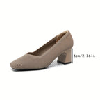 Women's Square Toe Chunky Low Heels