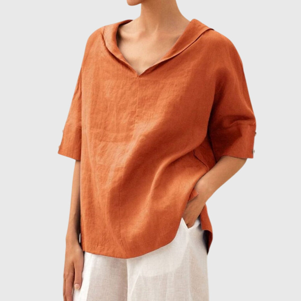 Women’s Casual Loose-Fit Blouse with V-Neck