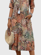 Women’s Floral Midi Dress with Belly Coverage