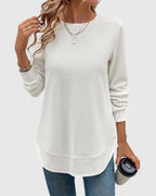 Women’s O-Neck Long Sleeve Top with Comfort