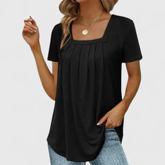Lenabria | Women’s Pleated Blouse with Square Neckline