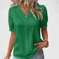 Women’s V-Neck Blouse with Hollow Short Sleeves