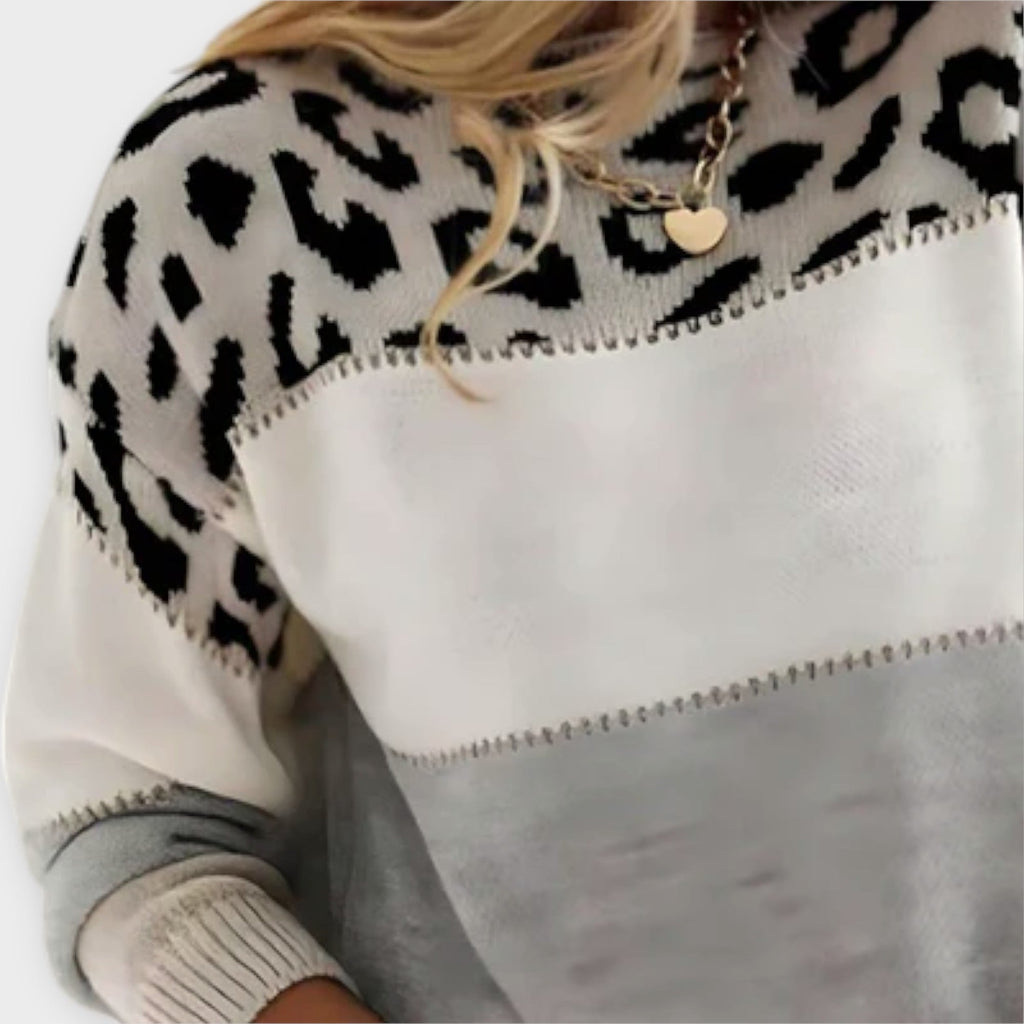 Women’s Leopard Print Sweater with Cozy Fit