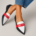 Women’s Color-block Loafers with Red Strap