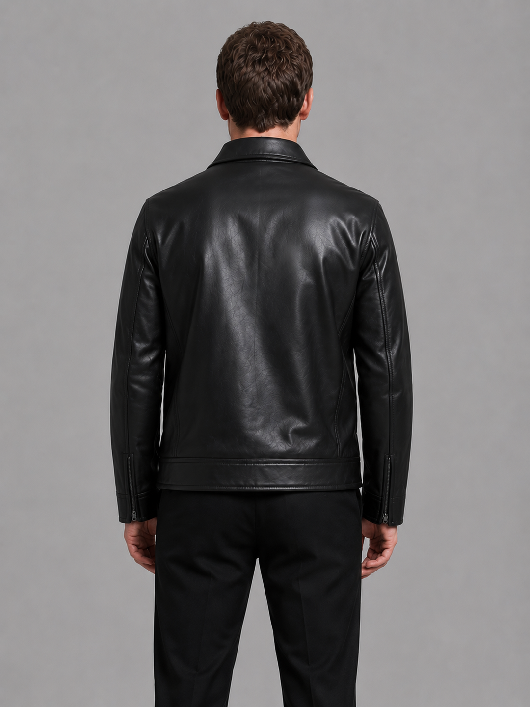 Men's Black Jacket with Zip Pocket Closure