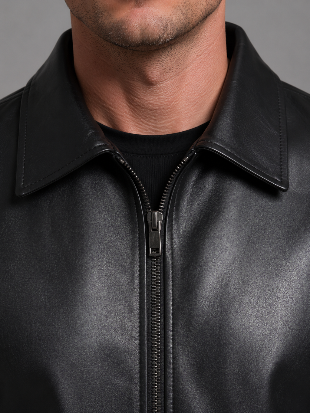 Men's Black Jacket with Zip Pocket Closure