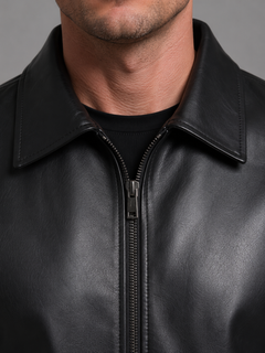 Men's Black Jacket with Zip Pocket Closure
