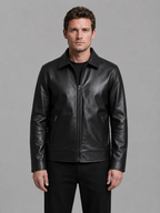 Men's Black Jacket with Zip Pocket Closure
