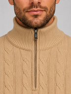 Men’s Cable Knit Jumper with Quarter Zip