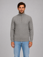 Men’s Cable Knit Jumper with Quarter Zip