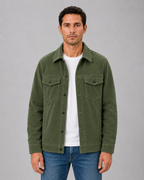 Men's Corduroy Overshirt with Snap Button Fastening