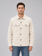 Men's Corduroy Overshirt with Snap Button Fastening