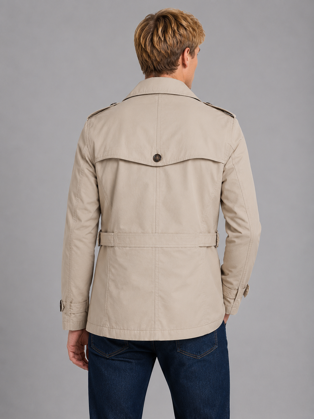 Men's Double Breasted Coat with Zip Pocket