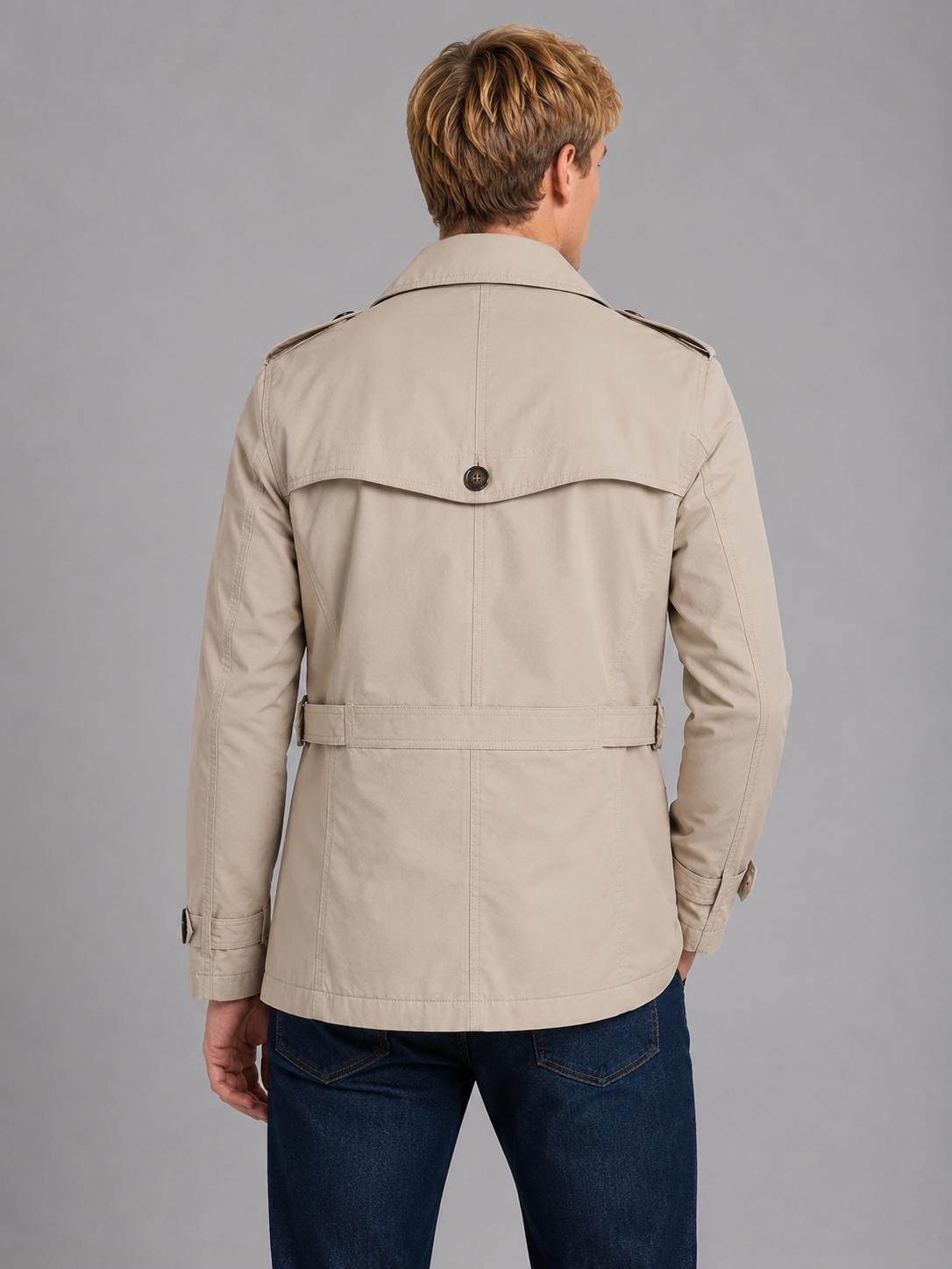 Men's Double Breasted Coat with Zip Pocket