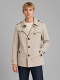 Men's Double Breasted Coat with Zip Pocket
